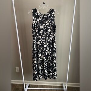 Talbots sleeves floral fit and flare dress with pockets